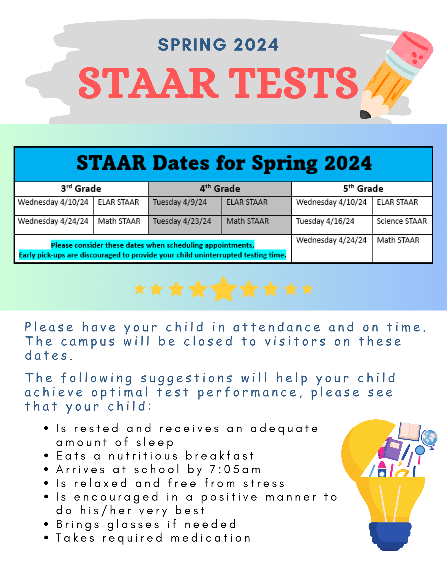 Only STAAR Dates Spring 2024 FINAL