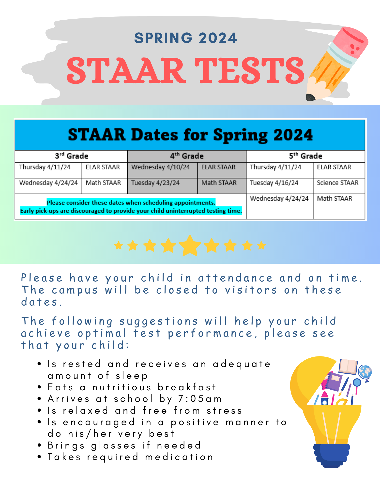 Only STAAR Dates Spring 2024