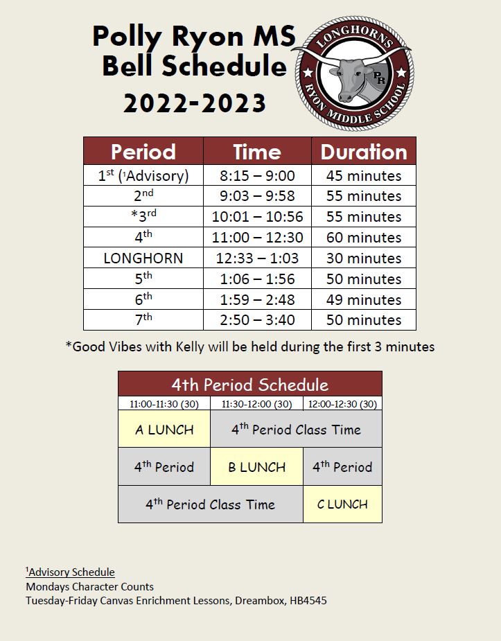 PRMS Bell Schedule 22.23
