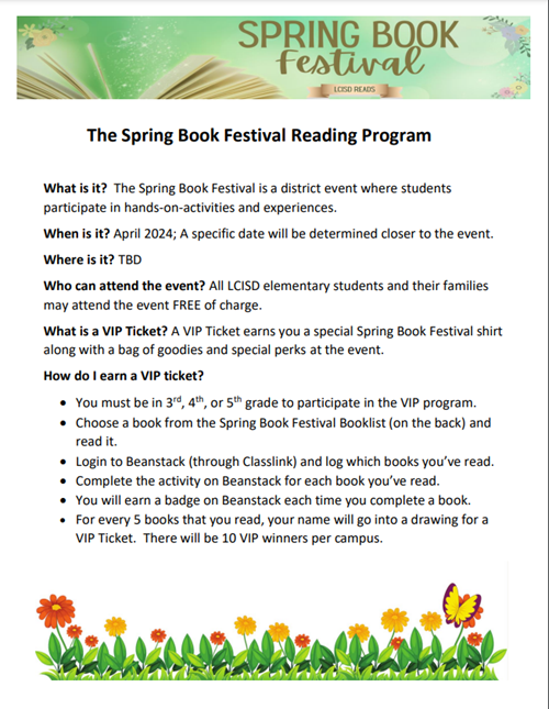 Spring Book Festival Flyer