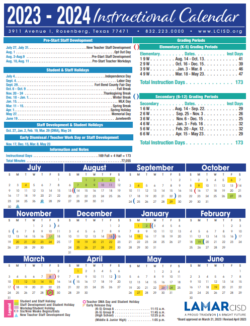 LCISD Instructional Calendar 22-23