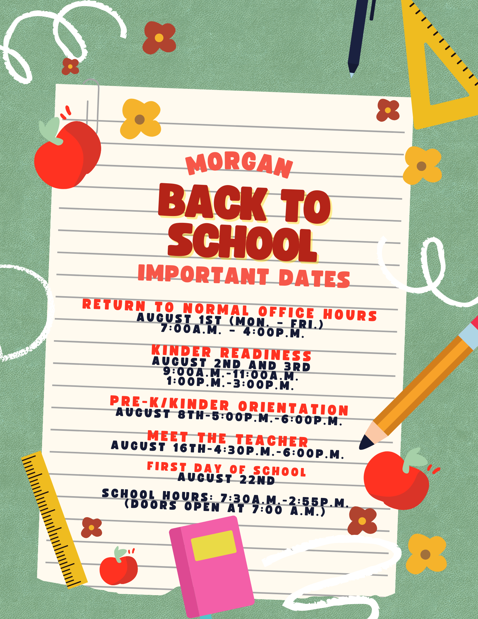 back to school dates updated
