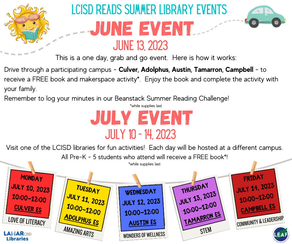 June and July Summer Library Events