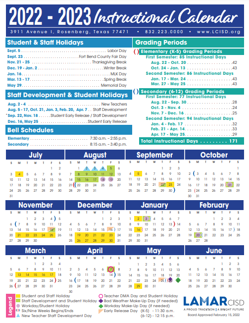 LCISD Instructional Calendar 22-23