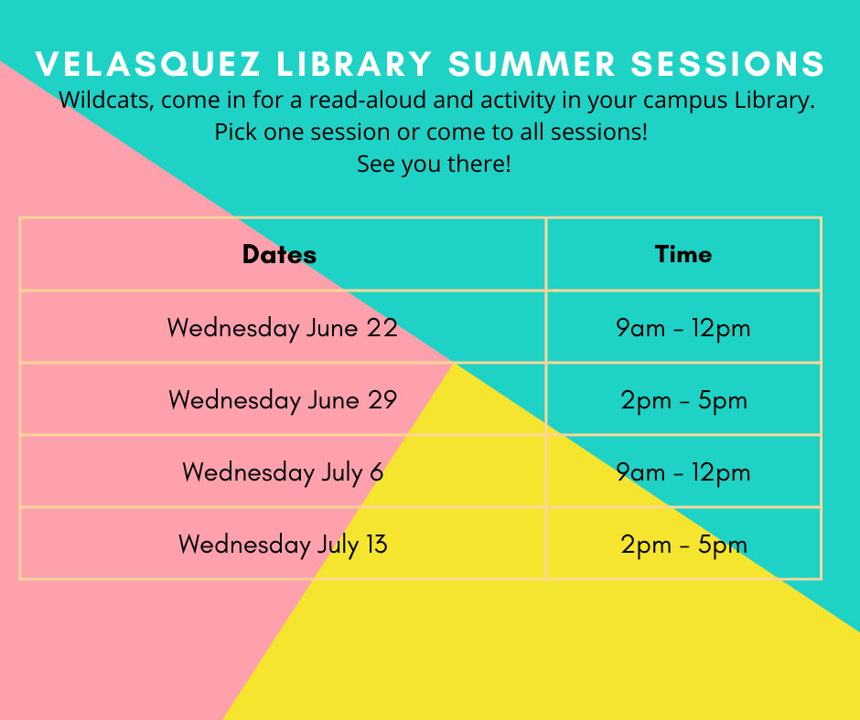 Summer Sessions at Velasquez Library