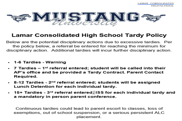 Mustang University Tardy Policy